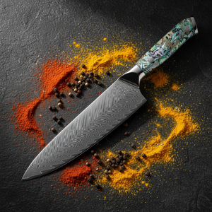 Cuchillo de Chef Moderno de Alta Calidad, 8 Pulgadas, Hoja de Acero Inoxidable Taiyuan 9CR18, Mango de Damasco Bao Beibing, Ambidiestro y Duradero - Product Image 5