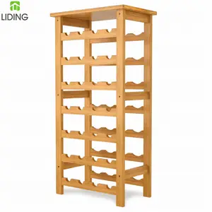 Collapsible Standing Bamboo Wine Bottle Holder Rack Bamboo Wine Holder 7 Tier Wine Storage Shelving