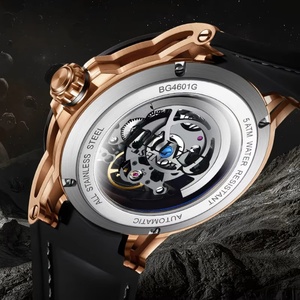Men's <b>Watch</b> 45mm Globe Pattern Round Dial <b>Automatic</b> Mechanical Movement <b>Skeleton</b> Business Sports Wristwatch BG4601 - Product Image 3