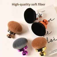 Pinceau tampon portable multi-usage à tête champignon en nylon avec manche en plastique pour poudre libre, fard à joues, lotion corporelle et maquillage - 1 pièce
