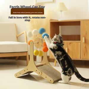 <span class=keywords><strong>Jouet</strong></span> pour chat en forme de grande roue, en <span class=keywords><strong>bois</strong></span> massif, avec boule rotative suspendue, plateau tournant pour chat, plumes colorées, <span class=keywords><strong>jouet</strong></span> à gratter pour chat, <span class=keywords><strong>jouet</strong></span> interactif pour animaux de compagnie à la maison - Product Image 1