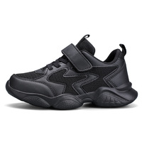 Nouvelles baskets noires épaisses pour enfants, vente en gros, usine OEM, personnalisables, pour garçons et filles, respirantes, en maille, à scratchs, chaussures décontractées