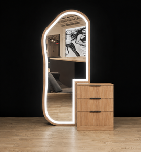 Meubles de salon de coiffure modernes en bois |   Aménagement de salon de luxe nordique |   Stations de coiffure avec miroir LED |   Écologique et personnalisable - Product Image 5