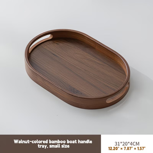 Vassoio <span class=keywords><strong>in</strong></span> legno personalizzato con venature del legno naturale per tè, snack e conservazione domestica, vassoio <span class=keywords><strong>in</strong></span> legno con manico, vassoio <span class=keywords><strong>in</strong></span> legno ellittico. - Product Image 6