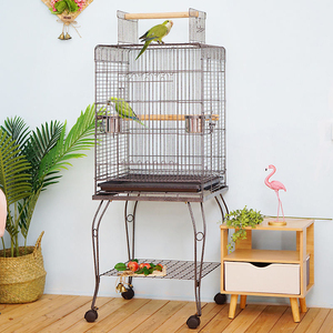 Jaula de Alambre Metálico Elegante con Estante de Almacenamiento y Ruedas Giratorias XL, Jaula de Vuelo para Loros, Jaula para <span class=keywords><strong>Aves</strong></span> Resistente para Guacamayos - Product Image 6
