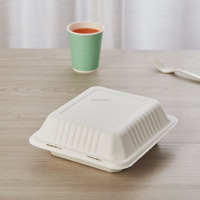 Boîte de pulpe de bagasse de canne à sucre jetable écologique biodégradable sans PFAS pour le déjeuner de nourriture à emporter