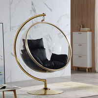 Fauteuil suspendu en forme d'œuf en acrylique rose fantaisie et amusant pour salon moderne, chambre d'hôtel, chambre d'enfant, mobilier pour filles et enfants