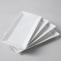 Plats de service rectangulaires en céramique blanche solide PITO Modern 12 pouces, assiettes en porcelaine pour restaurant et hôtel