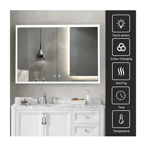 Hotel Vanity Magnifying Light Mirrors Anti-Fog Bath Shaving Led Surrounding Bright Smart Mirror Cabinet With Led Light