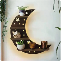 Ensemble noir personnalisé de 3 pots de fleurs modernes Vase à outils Étagère murale en bois Étagère en bois cristal