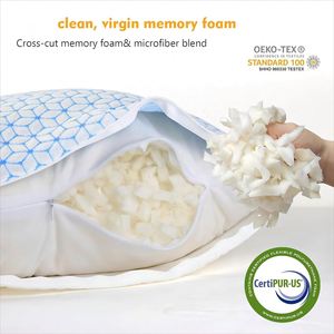 Shredded <b>Memory</b> Foam <b>Pillows</b> Queen Size Cooling Firm <b>Pillows</b> Queen Size 2 Pack for Bed Adjustable for Side Back Stomach Sleepers - Product Image 3