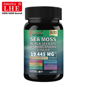 Cápsulas de Musgo Marino Negro Herbal Shecome con Aceite de Semilla Negra, Ashwagandha, Cúrcuma, Alga Marina, Bardana, Jengibre y Vitamina C (120 Cápsulas) - Product Image 1