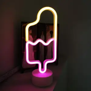 Luce al neon della decorazione della lampada al neon del supporto da tavolo di progettazione su ordinazione all'ingrosso delle luci al neon del ghiacciolo led