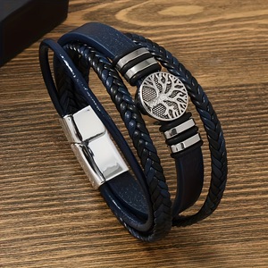 <span class=keywords><strong>Bracelet</strong></span> en cuir à fermoir <span class=keywords><strong>magnétique</strong></span> avec motif arbre de vie, style décontracté/sportif, cadeau pour <span class=keywords><strong>homme</strong></span> - Product Image 4