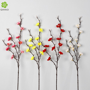 QIHAO Artificial Plum Blossom Red Silk Flower Vase Flowers For Chinese New Year Home Decor High Simulation - Product Image 3