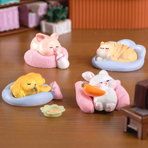 <b>Mini</b> Resin Animals Resin Cat/Pig/Dog/Rabbit Figurines Bulk for Fairy Garden Miniature Dollhouse Accessories Hide Crafts Decor - Product Image 3