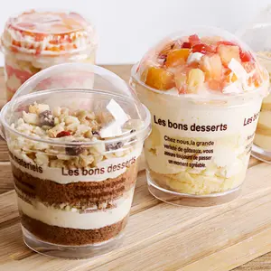 Wegwerp Transparante Ps Ijs Mousse Containers Met Deksels Voor Bruiloft Dessert Decoratie Plastic Dessert Cups