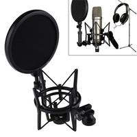 Support antichoc professionnel en plastique pour microphone avec filtre anti-pop et tête articulée pour studio et diffusion