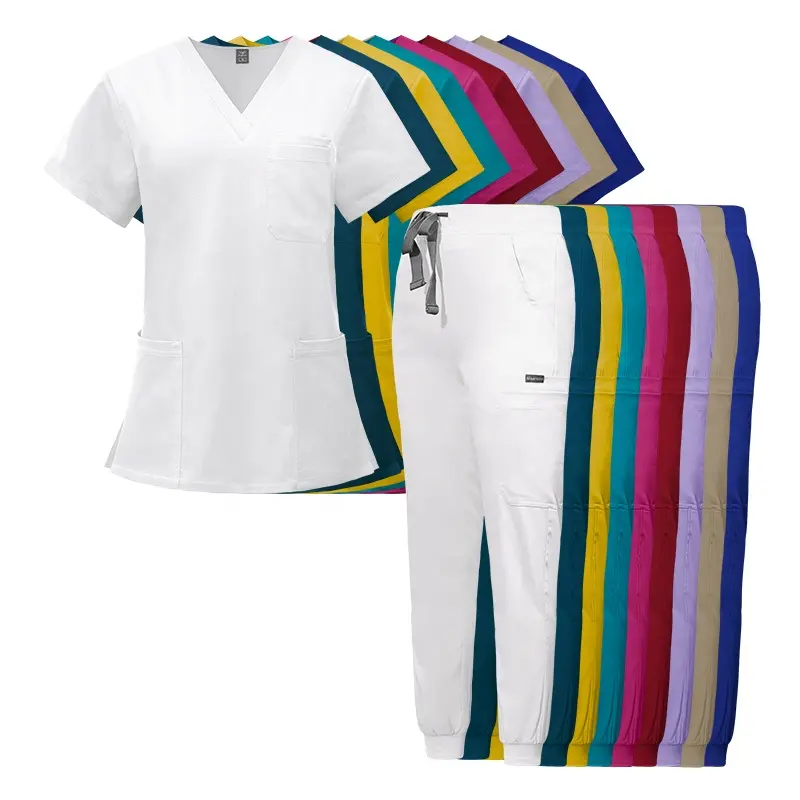 Fresh Shining Colors Hospital Uniforms Scrub 2-Way Stretchy Doctor Nurse Stuff Work-wear Surgical Uniforms Nursing Scrub