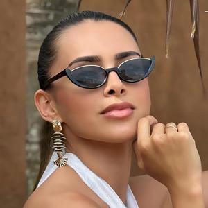 Gafas de sol personalizadas con forma de ojo de gato para mujer, montura negra, lentes de PC, protección UV400, estilo Instagram, moda urbana - Product Image 2