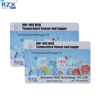 Étiquette capteur de température RFID sans contact, contrôle en temps réel, IOT, adhésive, UHF + NFC, enregistrement de données, 10 pièces