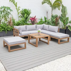 Bộ Đồ Nội Thất Sân Vườn Bằng Gỗ Nhựa Hiện Đại Sofa Ngoài Trời Với Bàn Sofa Không Thấm Nước