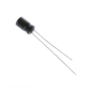 ตัวเก็บประจุแบบรูทะลุผ่านรุ่น USP1HR33MDD ยี่ห้อ Manufacturer Channel ความจุ 0.33 ไมโครฟารัด ความคลาดเคลื่อน 20% แรงดัน 50 โวลต์ แบบขาเรเดียล - Product Image 1