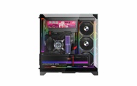 Boîtier PC LY Grand Écran de Divertissement, Tour Moyenne ATX Cube Vue Panoramique, Cabinet d'Ordinateur de Jeu, Refroidisseur Liquide