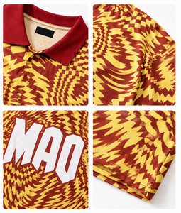 <span class=keywords><strong>Polo</strong></span> Personalizado con Logotipo para Hombre, Diseño Psicodélico Rojo y Amarillo, Estampado por Sublimación, Malla Transpirable, Estilo Urbano, OEM - Product Image 3