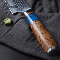 Couteau de cuisine japonais Damas AUS10 en acier super résistant de 7,5 pouces, 67 couches, à haute teneur en carbone, ultra-affûté, idéal pour le travail des bouchers