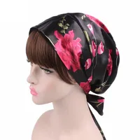 N633 Phụ Nữ Satin Night Sleep Bowknot Hat Tóc Nắp Ca-pô Hat Silk Head Bìa Rộng Ban Nhạc Đàn Hồi Mũ Tắm Satin Bonnets