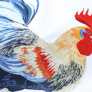 Camiseta Oversize Bordada con Gallo para Hombre, 100% Algodón Lavado, Estilo Jersey, Manga Corta, Estilo Chino, Streetwear - Product Image 3