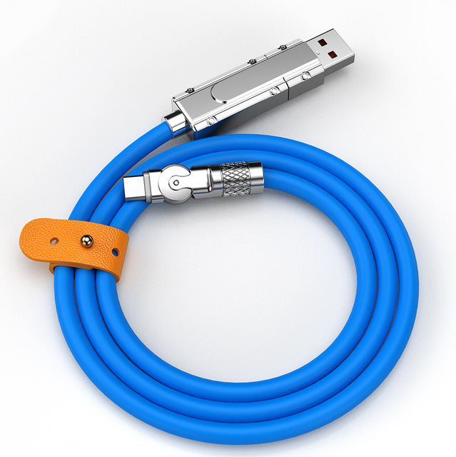 2m Geek 180 Degree Rotated Zinc Alloy 2 in 1 Charge Cable Usb c to c Silicone 120W 480Mbps