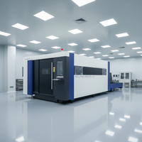 Machine de découpe laser à fibre optique haute vitesse PFT avec cabine de protection intégrée, double bancs pour métal, système de contrôle Cypcut BMP