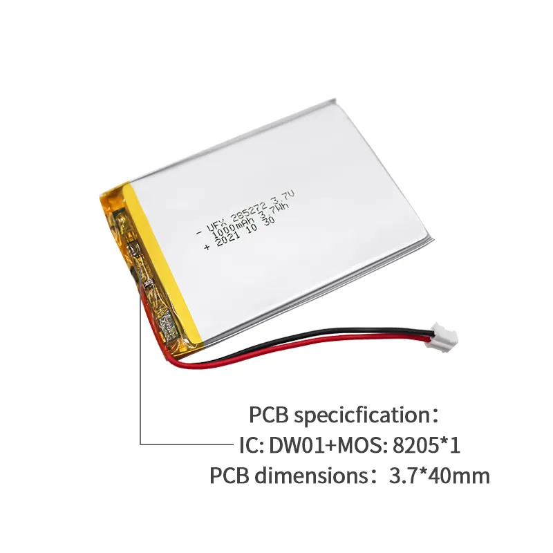 Chinese Li-polymer Cell Factory Supply Smart Card Battery UFX285272 1000mAh 3.7V KC Certificate