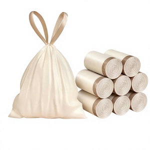 Sacs poubelles en HDPE sur mesure avec cordon de serrage, sacs poubelles robustes perforés en rouleau pour poubelle domestique, épaissis - Product Image 4