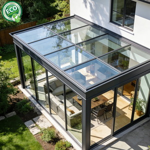 Véranda professionnelle extérieure à toit incliné, véranda de jardin en verre trempé double - Product Image 6