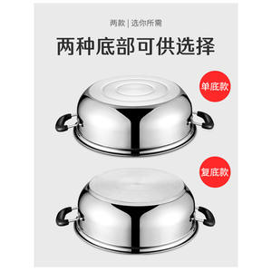 Olla para sopa de acero inoxidable 316 engrosada con tapa de vidrio, doble asa, vaporera compatible con inducción y estufa de gas para pequeños espacios - Product Image 3