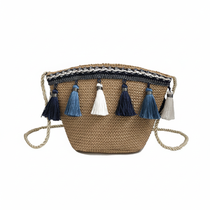 Sac en paille fourre-tout décontracté d'été pour femmes, sac de plage à bandoulière avec pompon, sac de plage pour adolescentes, bohême, nouvelle collection 2025 - Product Image 1