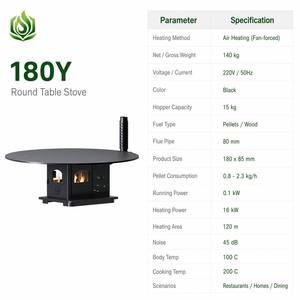 Estufa de Leña y <span class=keywords><strong>Pellets</strong></span> Redonda Fangran 180Y de 16kW, Chimenea de Calefacción de Doble Combustible para Restaurantes y Reuniones Familiares - Product Image 4