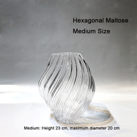 Vase à fleurs en verre transparent nordique de luxe, à spirale côtelée, design minimaliste écologique pour mariage, fête, table de maison