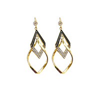 Boucles d'oreilles pendantes géométriques en alliage de zircon plaqué or, design tendance, style coréen Dongdaemun