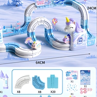 Ensemble de traineaux en plastique Unicorn Ice Castle, 116 pièces, échelle 1:5, jouet électrique pour enfants de 5 à 7 ans, ensemble cadeau unisexe