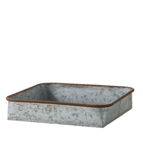 <b>Grey</b> Color Kitchenware and Hotel Tray With Metal Handle Decorative Serving Tray Custom Made Galvanized Metal Tray - Product Image 5