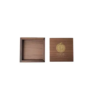 High Quality Custom Logo Small Keepsake Commemorative Coin Wooden Gifts Box Packaging Luxury Solid Wood Box With Sliding Lid