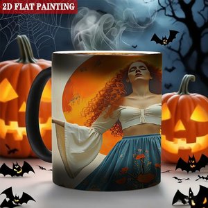 Travel Tour Portable Drinking Mug Frosted Black 11oz <b>Ceramic</b> Heat Color Changing Magic <b>Cup</b> - Product Image 6