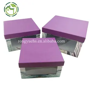Custom recyclable decorative nested home organizers cardboard storage container with handle paper storage box