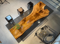 Ensemble Table à Manger de Luxe Moderne en Bois Massif avec Résine Époxy pour Maison, Hôtel, Villa, Appartement – Meuble Rivière en Résine Époxy