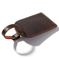 Nouvelle Arrivée Étiquette de Bagage Vintage en Cuir Véritable Style Carte d'Embarquement Multicolore avec Emplacement pour Carte pour Valise, Étiquette d'Identification OEM