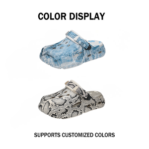 Sabots unisexes tendance en EVA (texturé denim/imprimé serpent) respirants, antidérapants, avec sangle réglable, légers et décontractés - Product Image 2